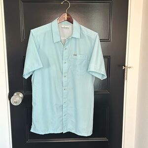 Columbia Teal PFG Tamiami Vented Fishing Shirt size Small